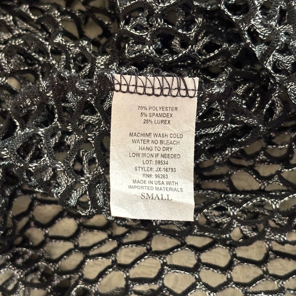 Forever Rose Couture Body Con Dress Metallic Wide Mesh Naked Dress Small Silver - Picture 8 of 8
